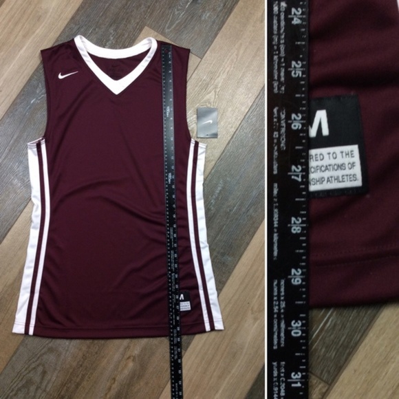 Nike Sleeveless Basketball Jersey Red Medium Red - Picture 3 of 5